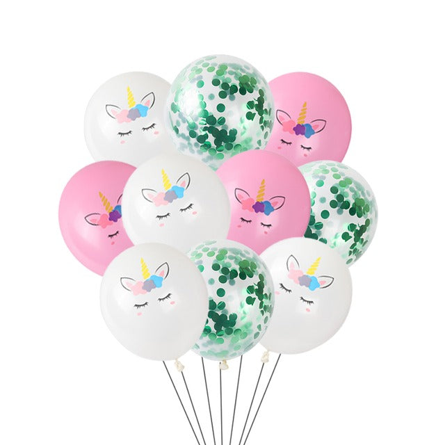 green Unicorn Iatex Birthday Balloons