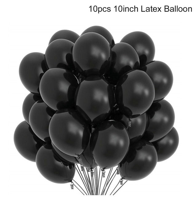 10/20pcs Birthday Party Black Latex Balloons