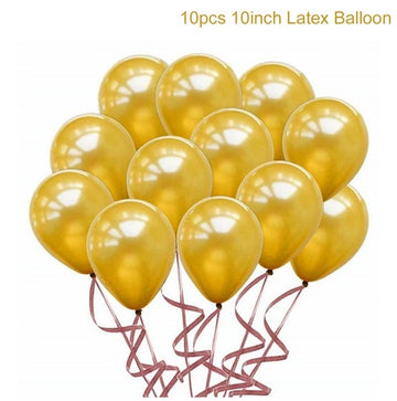 10/20pcs Birthday Party Gold Latex Balloons