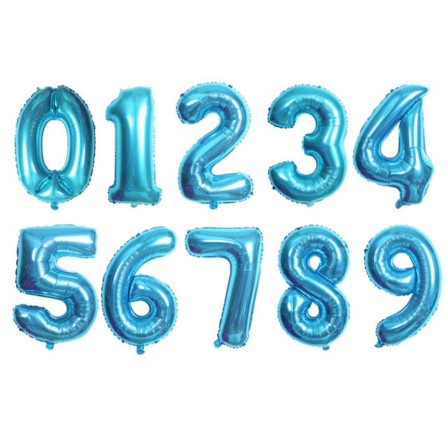 Number Theme Foil Helium Blue Balloons
