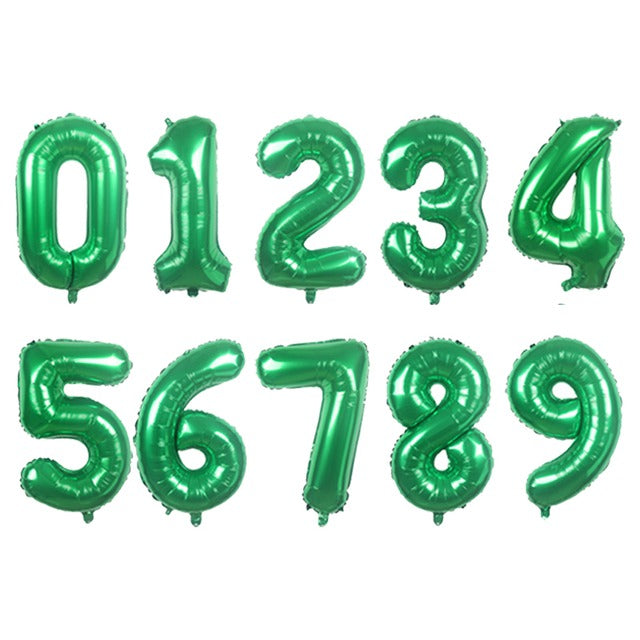 Number Theme Foil Helium Green Balloons