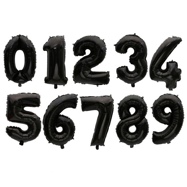 Number Theme Foil Helium Black Balloons